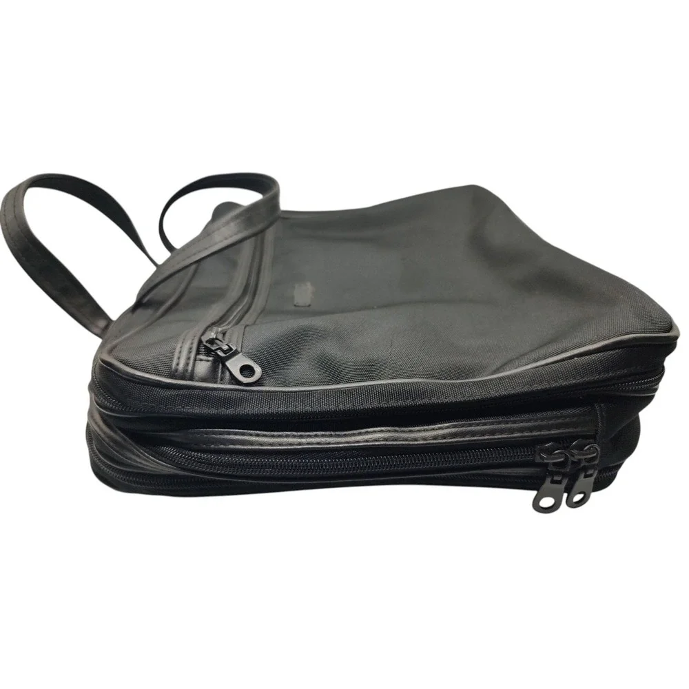 Modella‎ Travel Bag Organizer Makeup Black Canvas Three Sections Multi Pockets